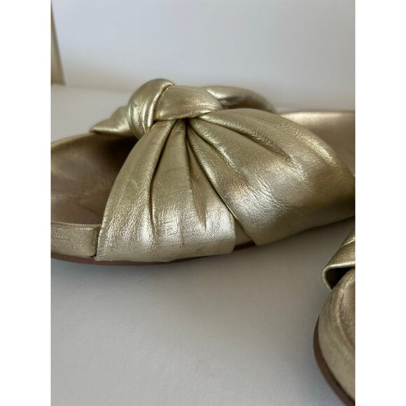 Tory Burch Logo Gold Puffy Knotted Slides Cloud Sandals Womens Shoes 8.5 - Picture 3 of 13